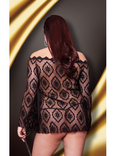 Ажурное платье-сетка черное (XL, XXL, XXXL)